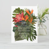 Tropische bries weelderige botanische bruiloft kaart (Staand voorkant)