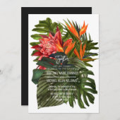 Tropische bries weelderige botanische bruiloft kaart (Voorkant / Achterkant)