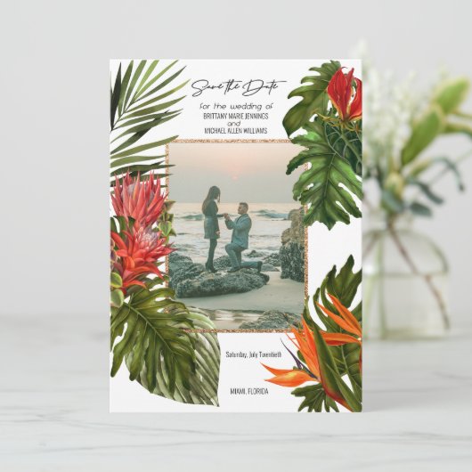 Tropische Bries Weelderige Botanische Foto Bewaar  Kaart (Staand voorkant)