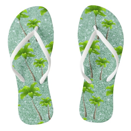 Tropische bries Zacht-groene palmbomen Teenslippers (Voetbed)