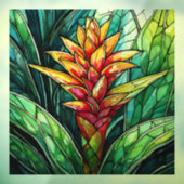 Tropische bromelia gebrandschilderde glaskunst raamsticker (Vel 3)