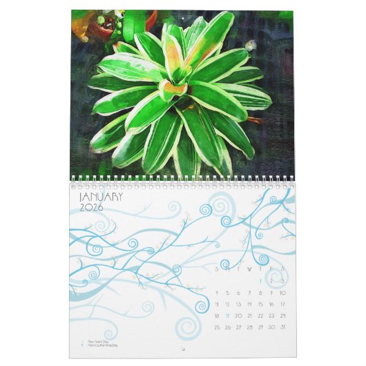 tropische bromeliad en orchideeën, sprookjestropis kalender (Jan 2026)