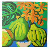 Tropische broodvrucht kunst tegel tegeltje (Voorkant)