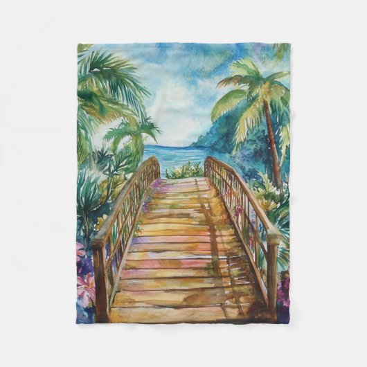 Tropische Brug Fleece Deken (Voorkant)