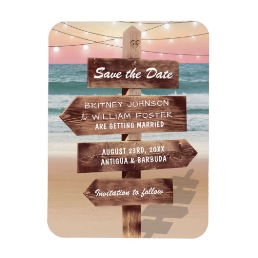Tropische bruidbestemming sparen de datum magneet (Verticaal)