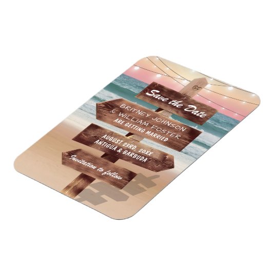 Tropische bruidbestemming sparen de datum magneet (Linkerzijde)