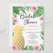 Tropische Bruids Douche Uitnodiging, Gouden Ananas Kaart (Voorkant)