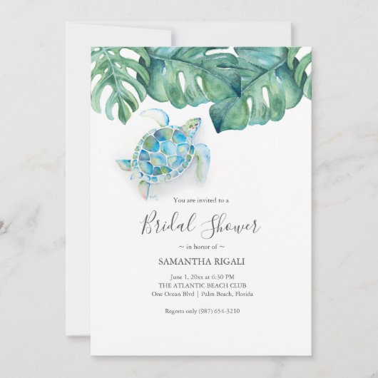 Tropische Bruids Douche Uitnodigingen Printen (Voorkant)