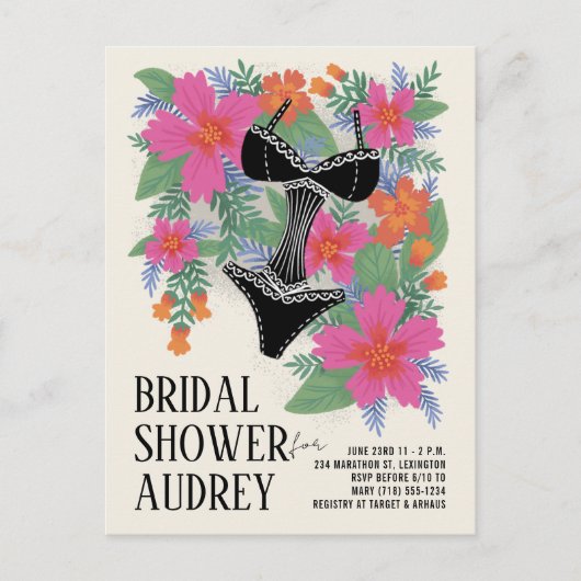 Tropische Bruids Ondergoed Bruiloft Feest Uitnodig Briefkaart (Voorkant)