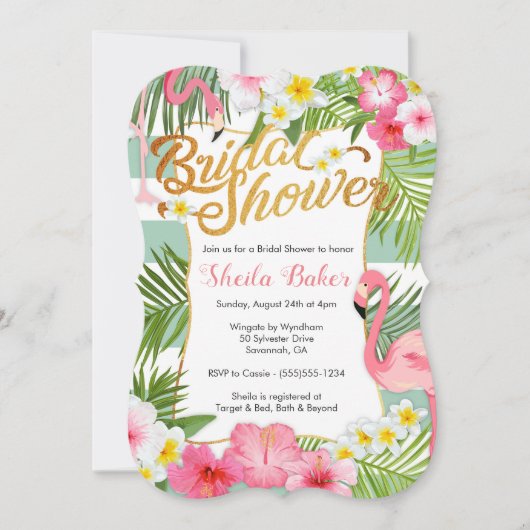 Tropische Bruidsdouche Uitnodiging - Flamingo's (Voorkant)