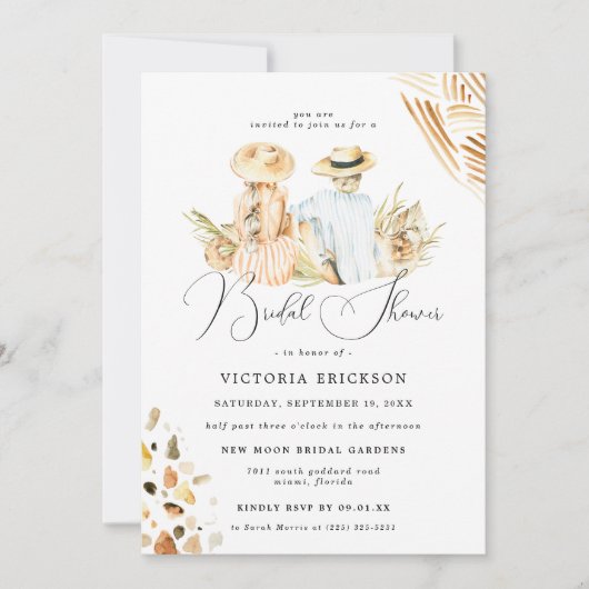 Tropische Bruidsdouche Uitnodiging Strand (Voorkant)