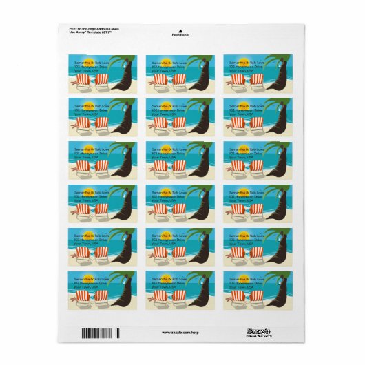 Tropische bruiloft adreslabel etiket (Full Sheet)