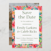 Tropische bruiloft Bewaar de datum met foto Terug Save The Date (Voorkant / Achterkant)