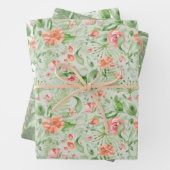 Tropische bruiloft bloemen groen en roze met varen inpakpapier vel (In situ)