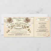 TROPISCHE bruiloft boarding pass tickets uitnodigi Kaart (Voorkant)