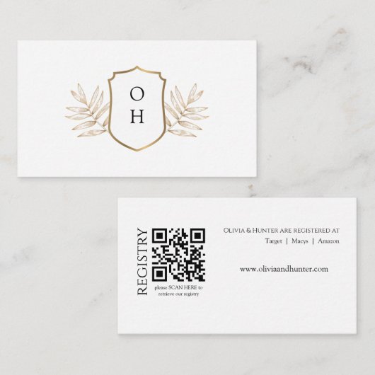 Tropische bruiloft cadeau register | Goudmonogram Informatiekaartje (Voorkant / Achterkant)