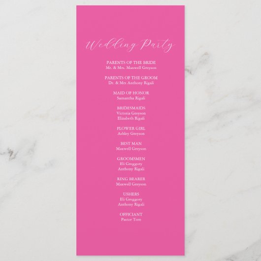 Tropische bruiloft ceremonie programma's roze bloe (Achterkant)