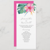 Tropische bruiloft ceremonie programma's roze bloe (Voorkant / Achterkant)