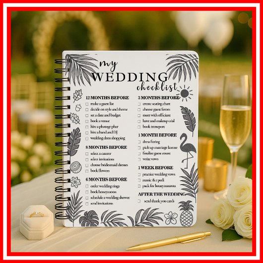Tropische bruiloft Checklist Planner Modern Elegan