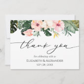 Tropische bruiloft dank u kaart | Palmhibiscus (Voorkant)