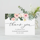 Tropische bruiloft dank u kaart | Palmhibiscus (Staand voorkant)