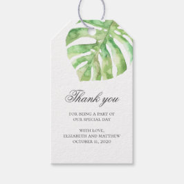 Tropische bruiloft dank u. Zomer exotisch groen Cadeaulabel