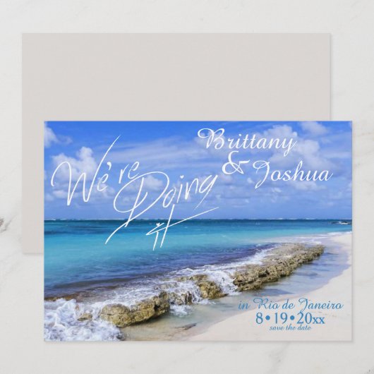 Tropische bruiloft doet het in Beach Resort Kaart (Voorkant / Achterkant)