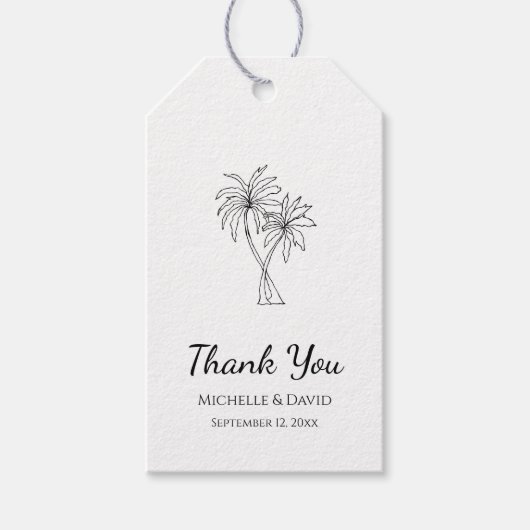 Tropische bruiloft Elegante Palmbomen Cadeaulabel (Voorkant)