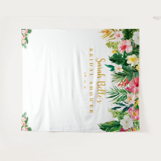 Tropische Bruiloft Feest Achtergrond, Photobooth A Wandkleed (Voorkant (horizontaal))