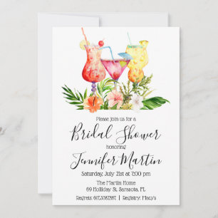 Tropische Bruiloft Feest Cocktail Dranken Uitnodig Kaart