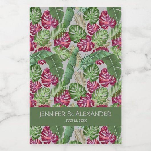 Tropische Bruiloft Feest Mini Wijn Etiket (Enkel label)