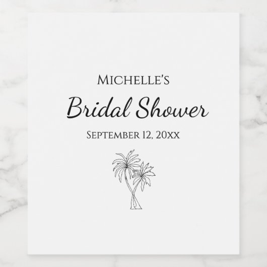 Tropische Bruiloft Feest Simple Elegante Palm Bome Wijn Etiket (Enkel label)