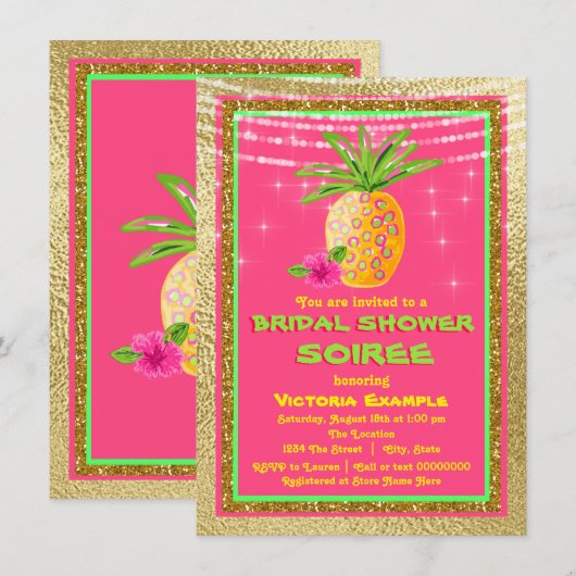 Tropische Bruiloft Feest Uitnodiging (Voorkant / Achterkant)