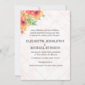 Tropische bruiloft Floral Koral Modern Chic Kaart (Voorkant)