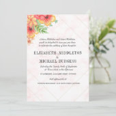 Tropische bruiloft Floral Koral Modern Chic Kaart (Staand voorkant)