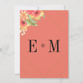 Tropische bruiloft Floral Koral Modern Chic Kaart (Achterkant)