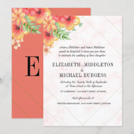 Tropische bruiloft Floral Koral Modern Chic Kaart