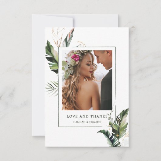 Tropische bruiloft foto Hartelijk dank Bedankkaart (Voorkant)