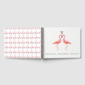 Tropische bruiloft gastenboek | waterverf flamingo (Volledig)
