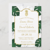 Tropische bruiloft Gold Pineapple White marble Kaart (Voorkant)