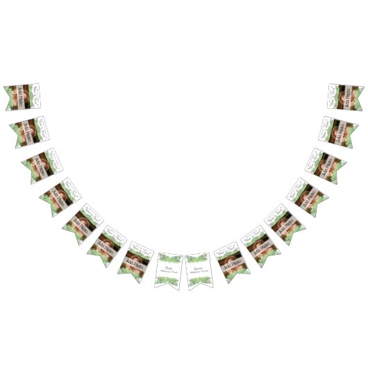 Tropische bruiloft Groene Palm Leaves White Vlaggetjes (Alle)