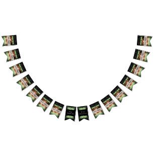 Tropische bruiloft Groene Palm Leaves zwarte foto Vlaggetjes