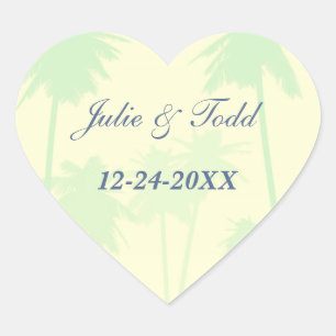 Tropische bruiloft groene palm Trees Hart Sticker