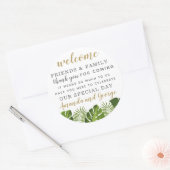 Tropische bruiloft gunst gepersonaliseerd dank u ronde sticker (Envelop)