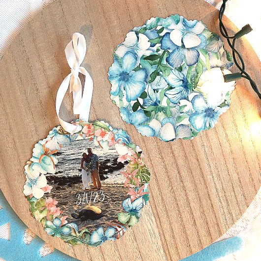 Tropische bruiloft Herdenking Kerstmis Ornament Kaart