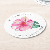 Tropische bruiloft Hibiscus Flower Ronde Kartonnen Onderzetter (Gebogen)