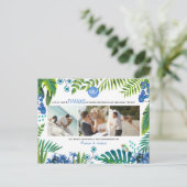 Tropische bruiloft Leaves Bedankt | 3 Foto-Kaart Briefkaart (Staand voorkant)