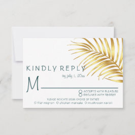 Tropische Bruiloft Luxe Maaltijd Keuze RSVP Kaartje