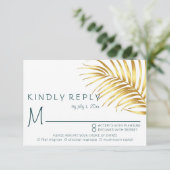 Tropische Bruiloft Luxe Maaltijd Keuze RSVP Kaartje (Staand voorkant)