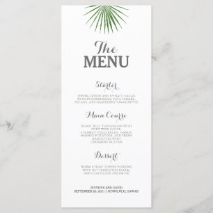 Tropische bruiloft Menu Flat Minimalist Green Fern